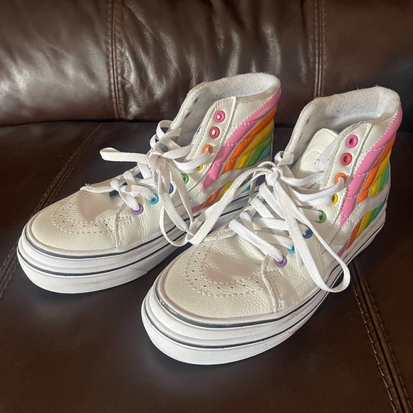 Vans hitop shoes Flour Shop x Super ComfyCush Sk8-Hi Rainbow size mens 5.5 - Picture 7 of 7